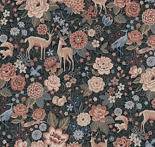 Чёрные обои с цветами Loymina British Style Forest Brit3 018